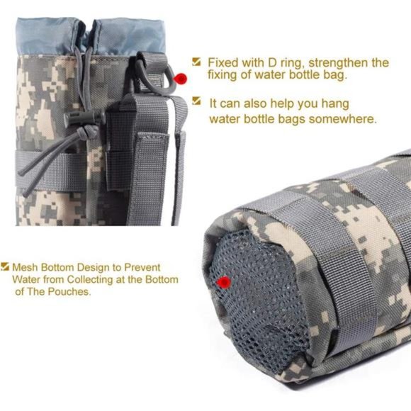 Sports Water Bottles Pouch Bag, Tactical Drawstring Molle Water Bottle Holder - Picture 4 of 6